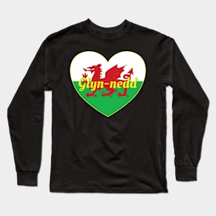 Glyn-nedd Cymru UK Baner Cymru Calon Long Sleeve T-Shirt